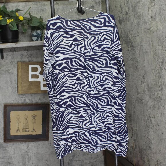 NEW Anne Cole Womens Plus Size Zebra-Print Swim Cover Up Tunic Navy / White L/XL - Picture 6 of 7